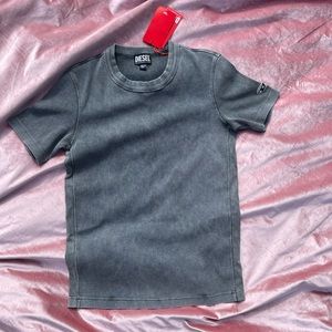 Men’s Diesel Designer Shirt Gray Ribbed Design